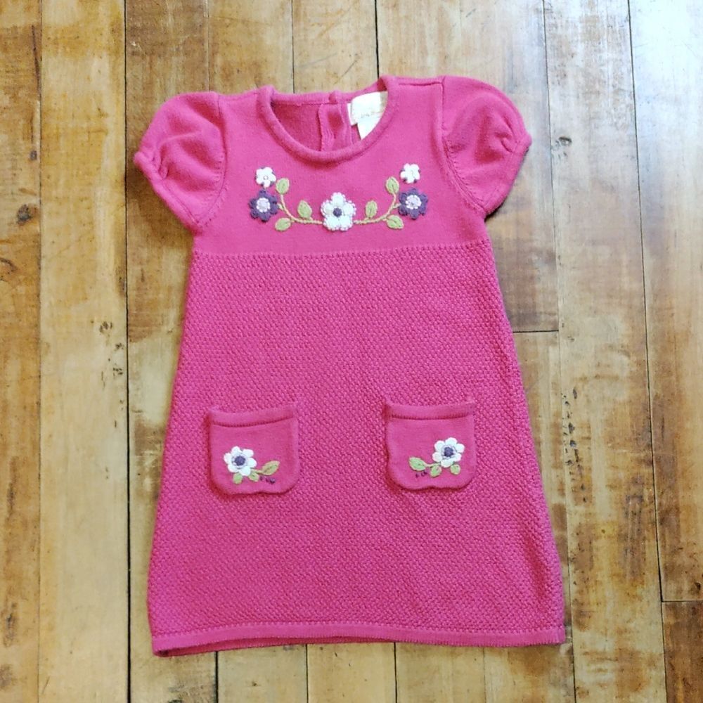 Heirlooms Dress Size 5 to 6 Knit Dress Pink Embroidered Polly Flinders School 90